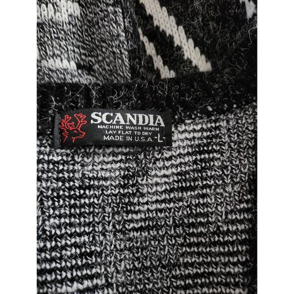 Vintage Scandia Cardigan Sweater Men Size Large Abstract White Black Geometric - Picture 3 of 3